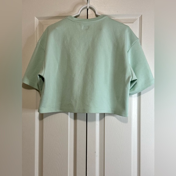 Lee Retro Boxy Oversized Green Cropped Sweatshirt Tee Shirt Top XS - Picture 6 of 6